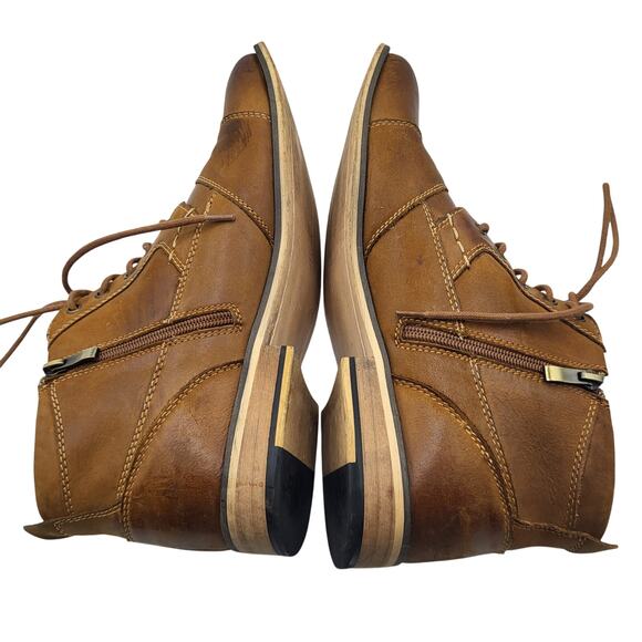 Steve Madden Jabbar Cap Toe Burnished Leather Wood Stack Heel Boot Men's Sz 10.5 - Picture 6 of 10